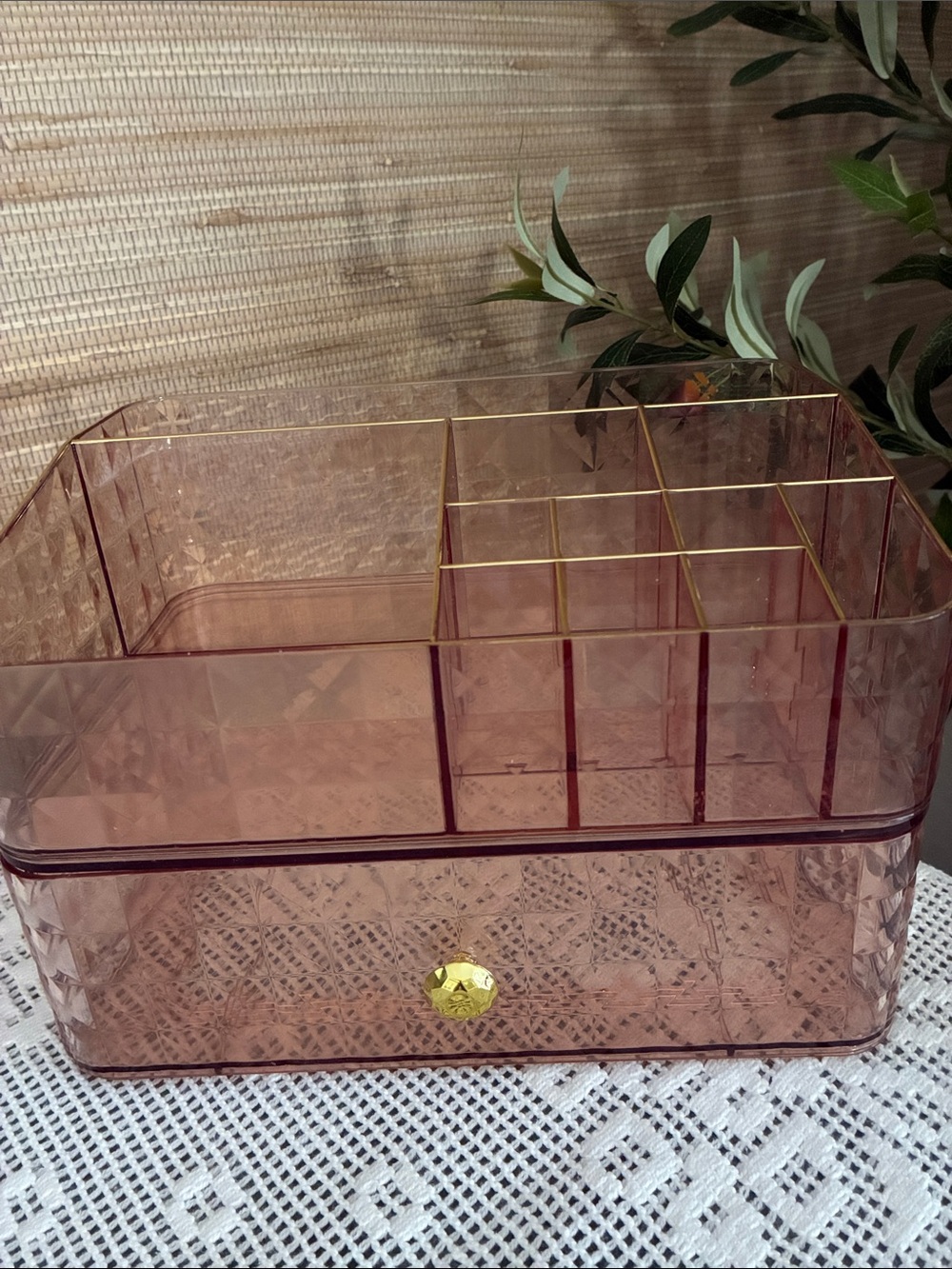 Stackable Cosmetic Organizer With One Drawer Makeup Storage Box Vanity Display